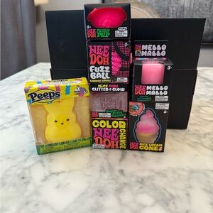 NeeDoh Assorted Fidget Squishies & Peeps Bunny Set - Pink, Yellow